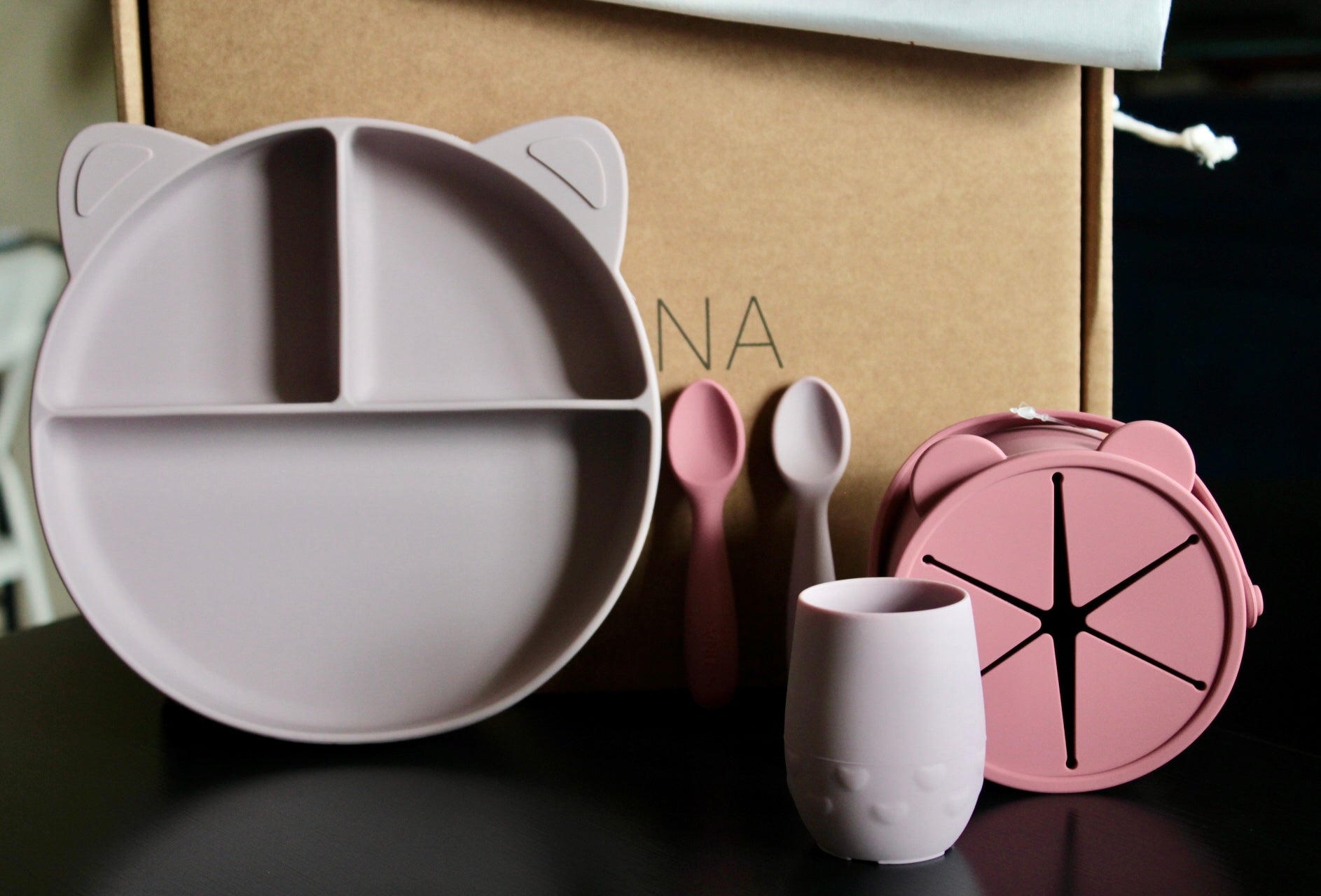 Set pappa - Rosa antico/Tortora