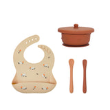 Set prima pappa (Bavaglino/Cucchiaini svezzamento/Ciotola Ina - Cammello/Castagna)