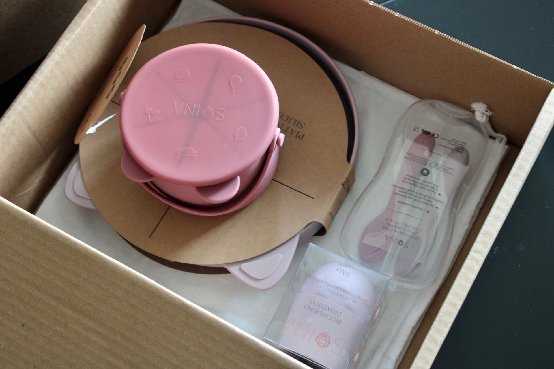 Set pappa - Rosa antico/Tortora