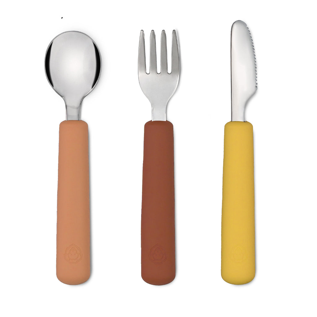 Set di posate forchetta/cucchiaio/coltello (Cammello/Castagna/Ocra) – Soina