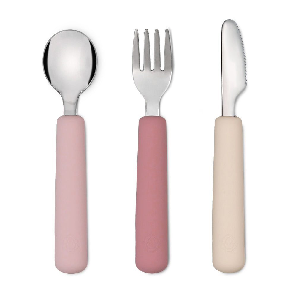 Set di posate forchetta/cucchiaio/coltello (Rosa antico/R. pastello/Av –  Soina
